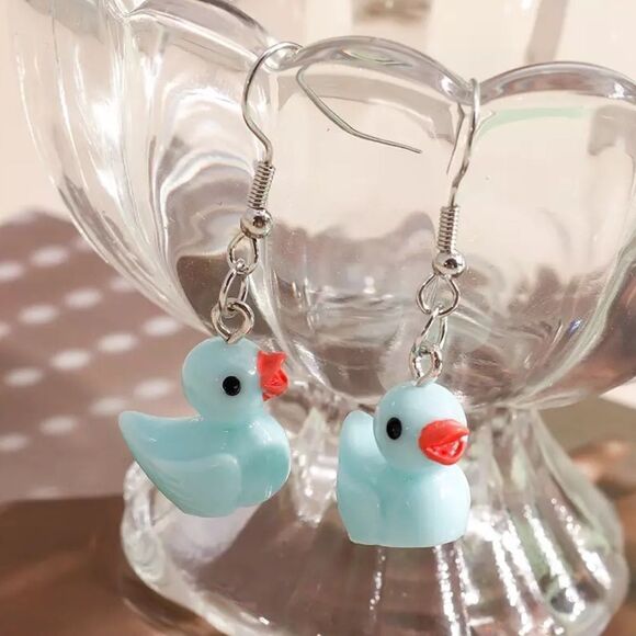 🆕Blue Duck Charm Dangle Earrings - Picture 3 of 5